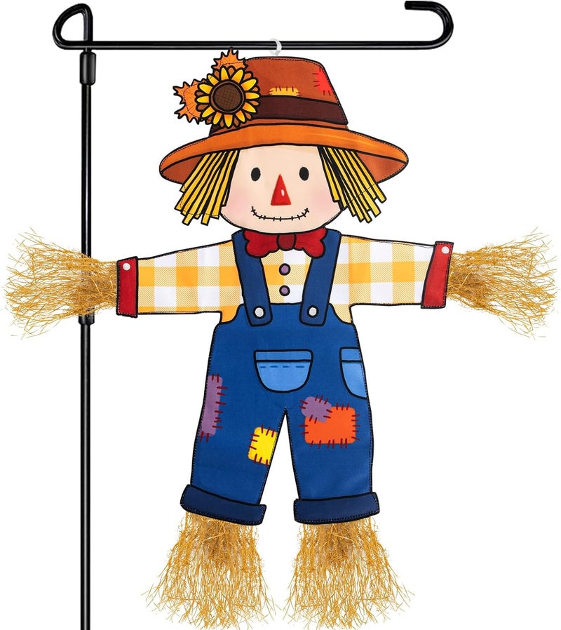 COCHIE Fall Scarecrow Garden Flag Outdoor Decorations for Outside Double-Sided Printed, Yard Flags House Banner Yard Sign Autumn Winter Thanksgiving Seasonal Decoration 27x 24 Inch - Image 1
